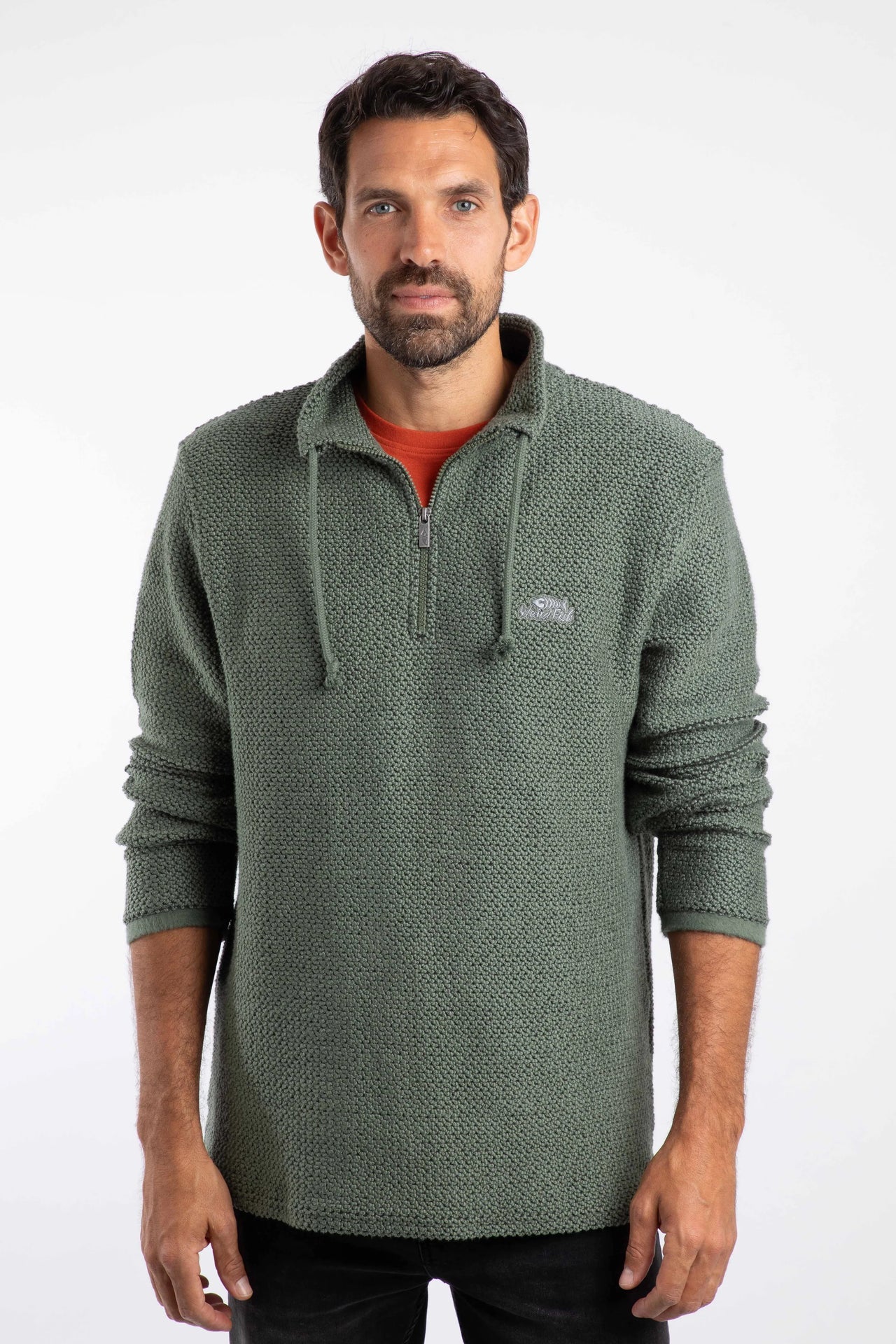 Weird Fish Cruiser Men's 1/4 Zip Macaroni Sweatshirt - Army Green