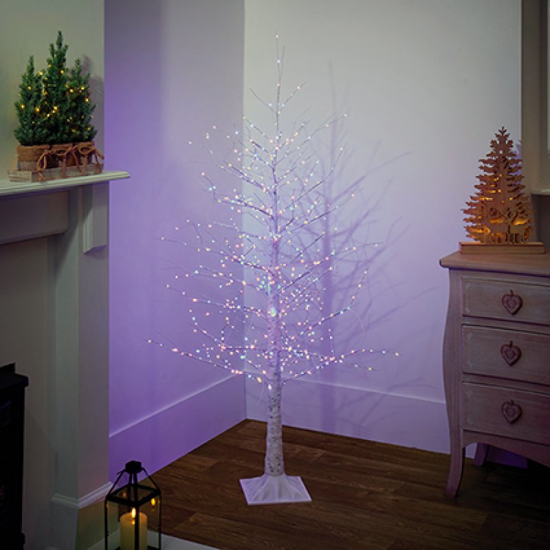 Premier Birch Tree With 1100 Twinkling Rainbow LED Lights - 1.8 Metre