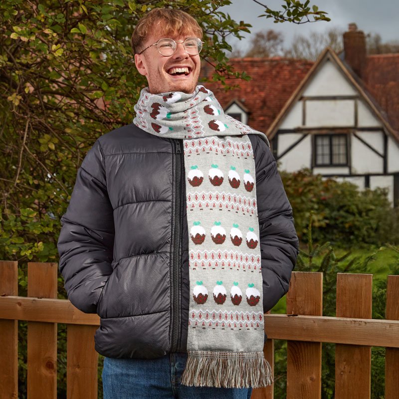 Festive Christmas Pudding Luxury Knit Scarf