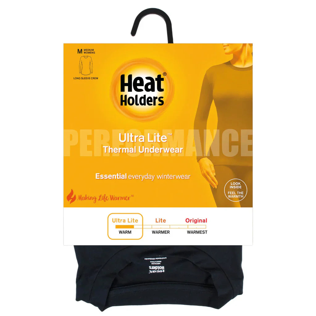 Heat Holders Ladies Ultra Lite Thermal Underwear Top - Black