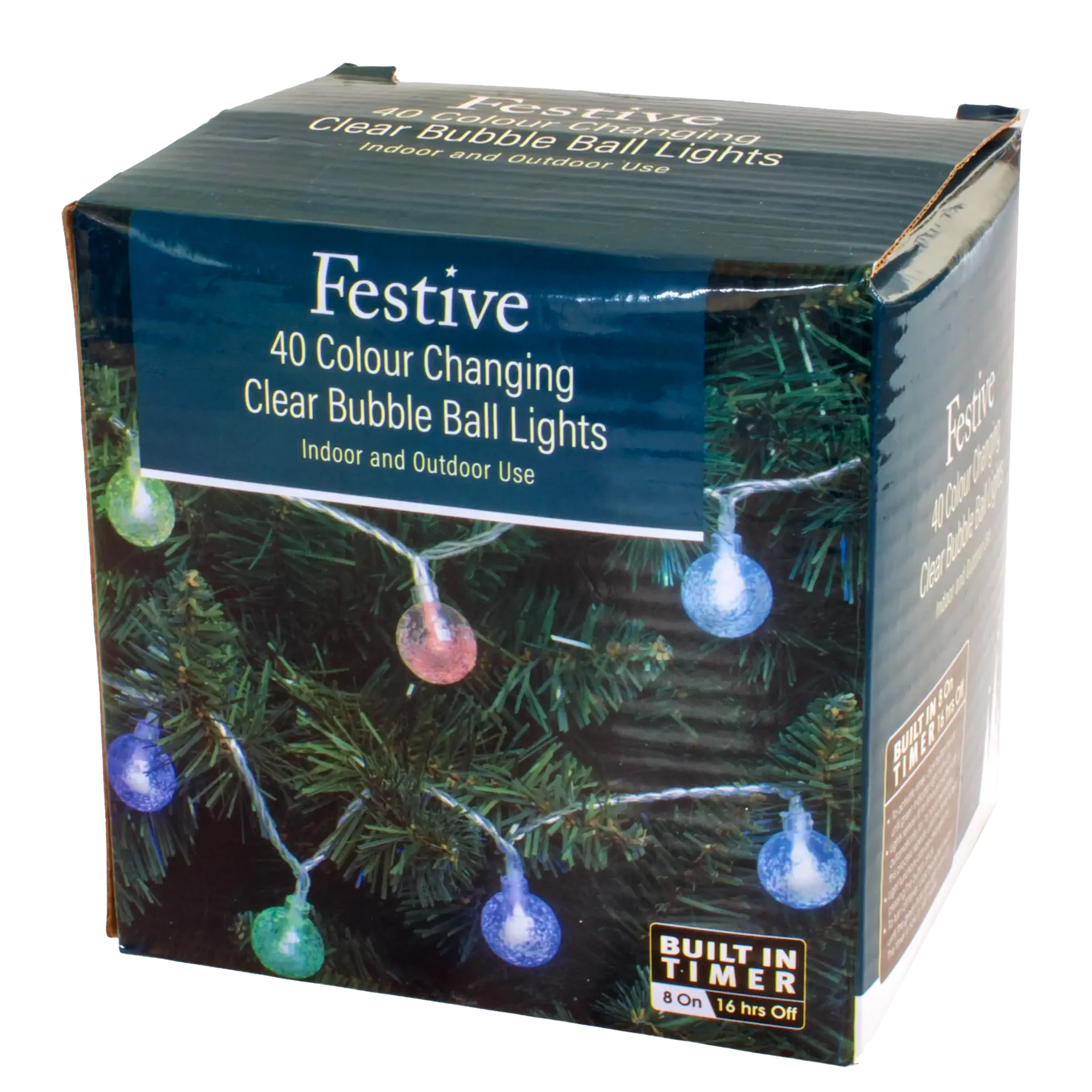 Festive 40 Colour Changing Clear Bubble Ball Christmas Lights