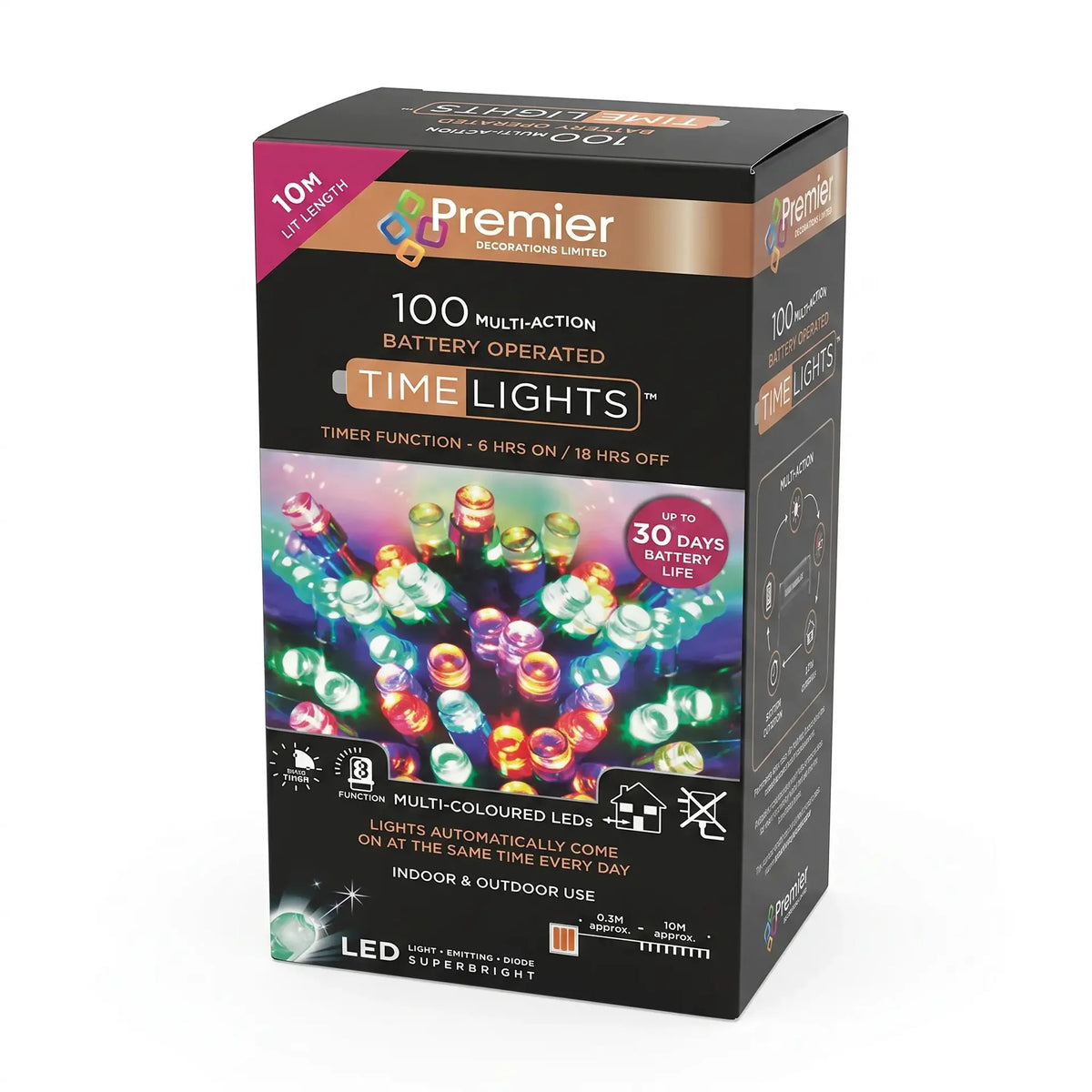 Premier Decorations 100 Multi-Coloured LED Lights