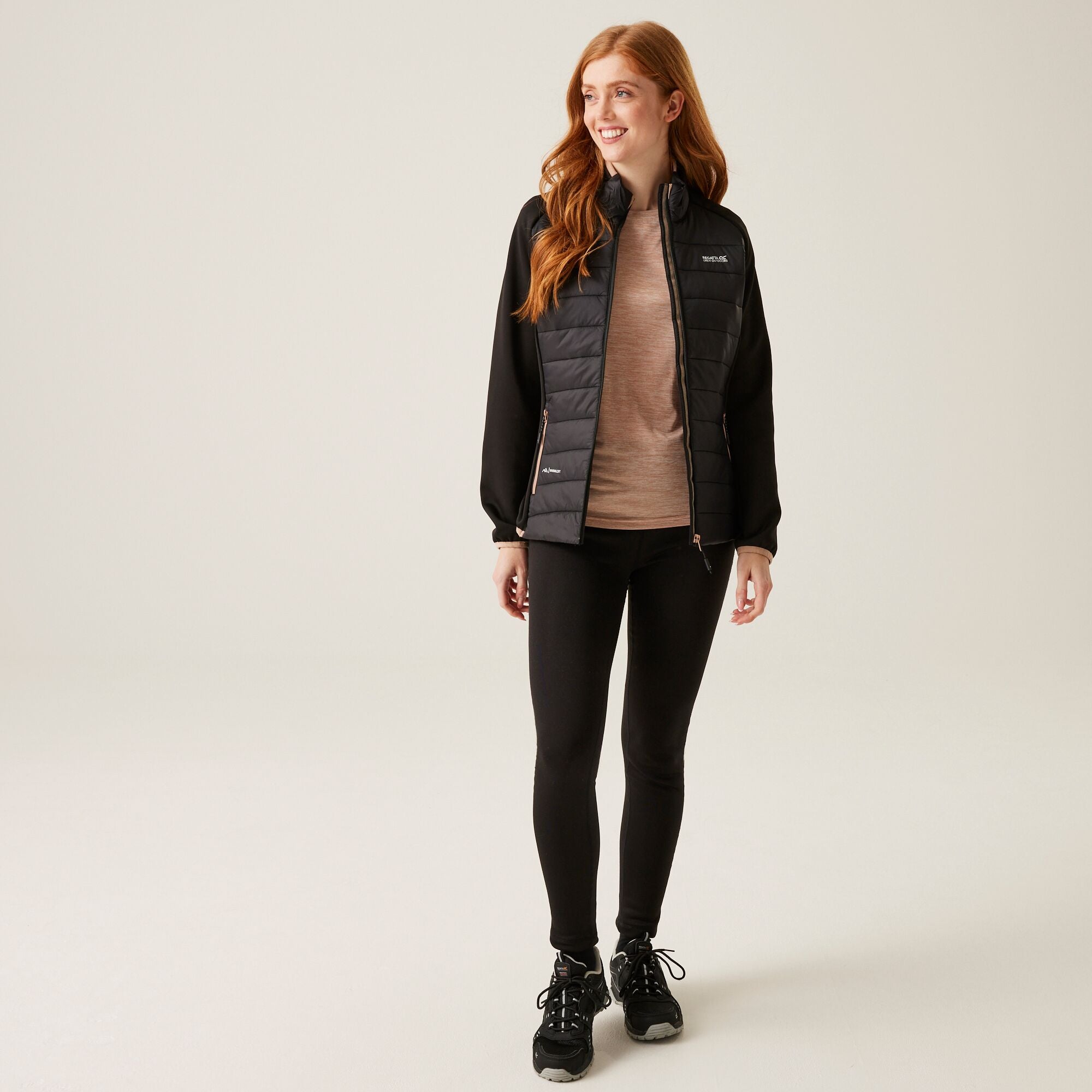 Women's Regatta Clumber V Hybrid Jacket - Black Warm Taupe
