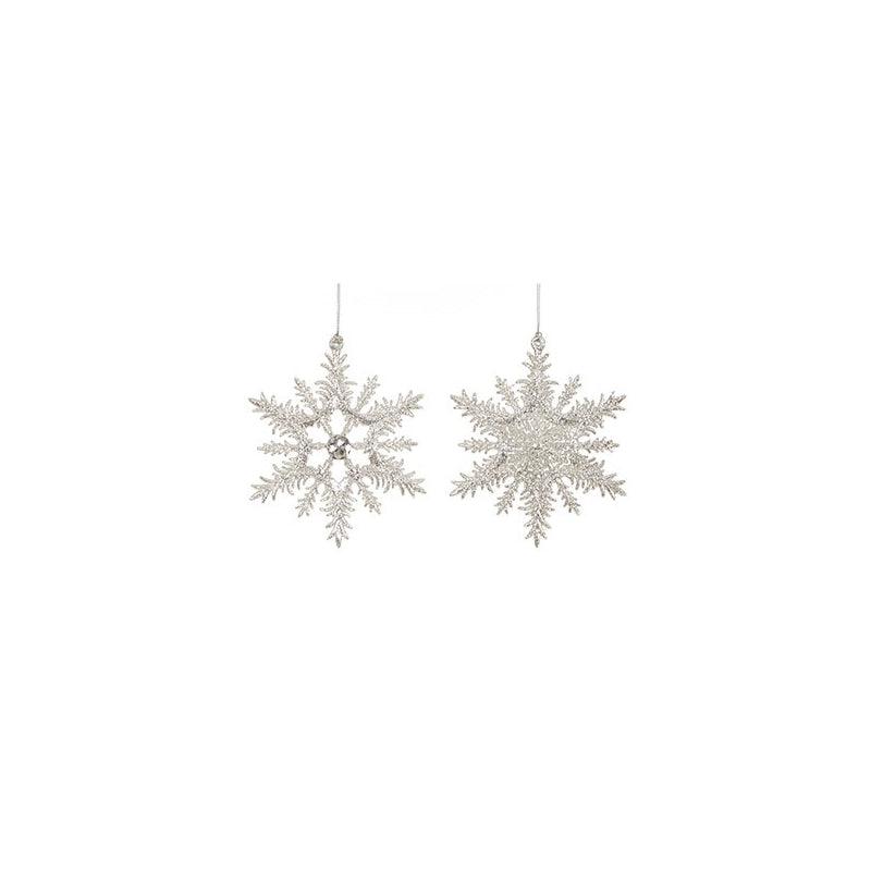 Premier Decorations 12cm Assorted Glitter Snowflake Tree Decorations - Silver