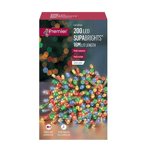 Premier Decorations 200 LED Supabrights Multi Colour LED Lights ...