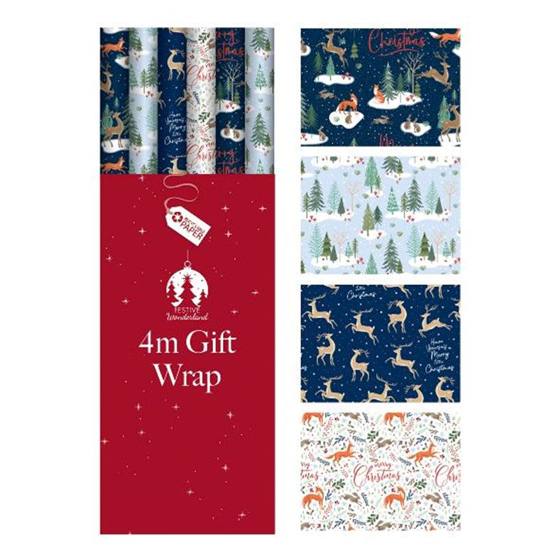 Christmas Wrapping Paper - Country Woodland 4 Metre Roll