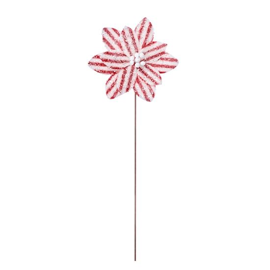 Christmas Red & White Flower Stem - 50cm