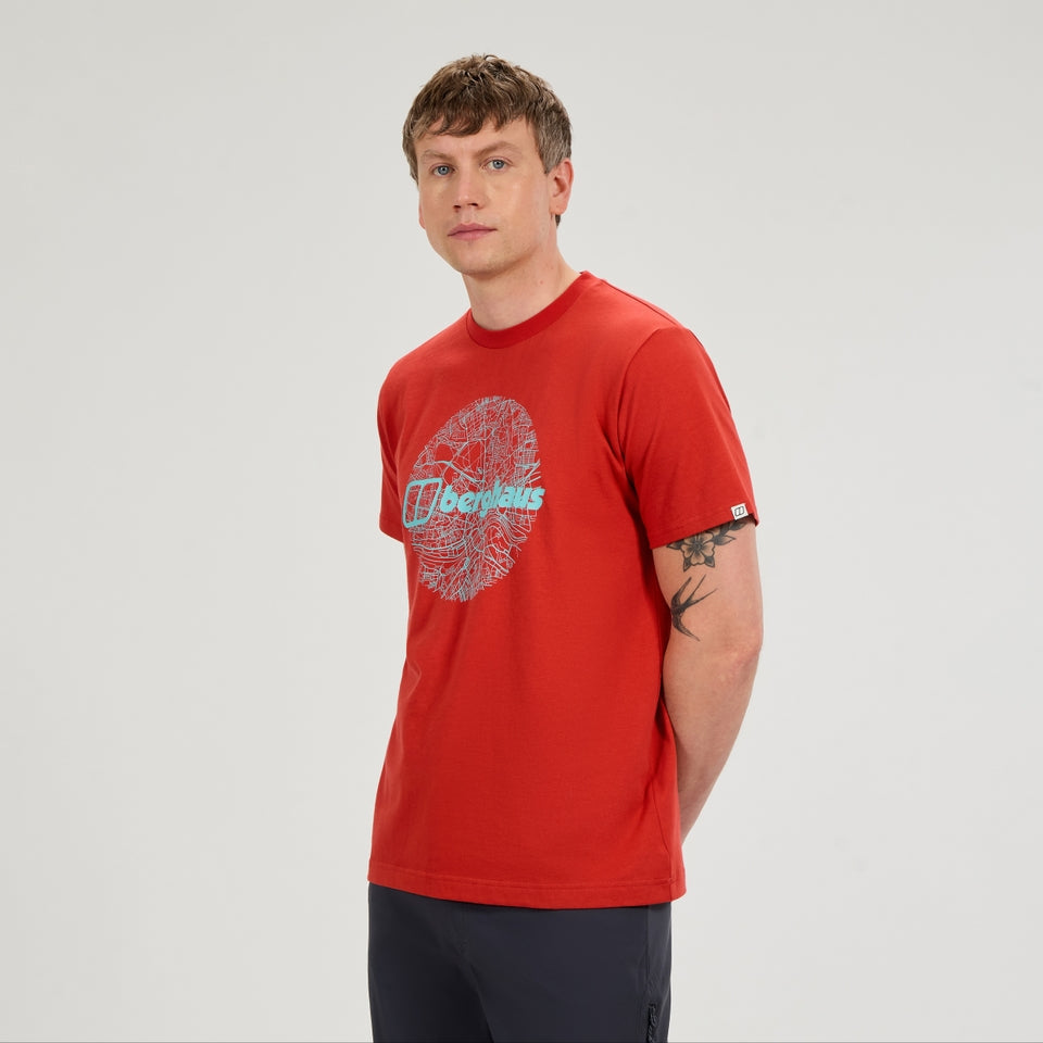 Berghaus 'Map Of The Toon' Men's T-Shirt - Orange Mica