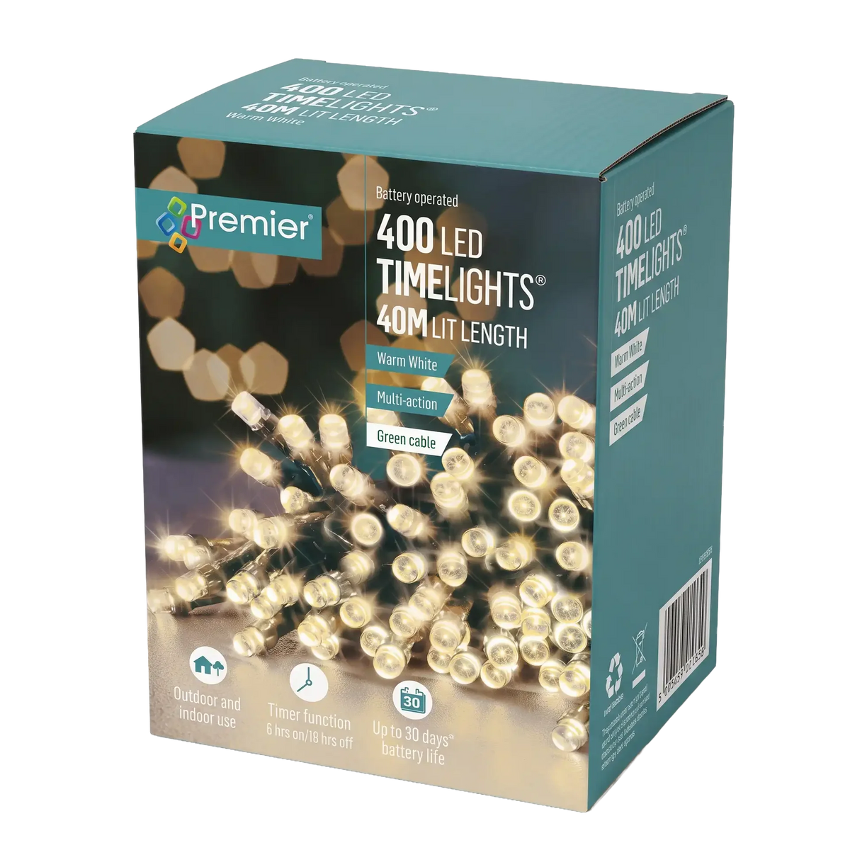 400 Multi Action Battery-Operated LED Warm White Christmas Lights
