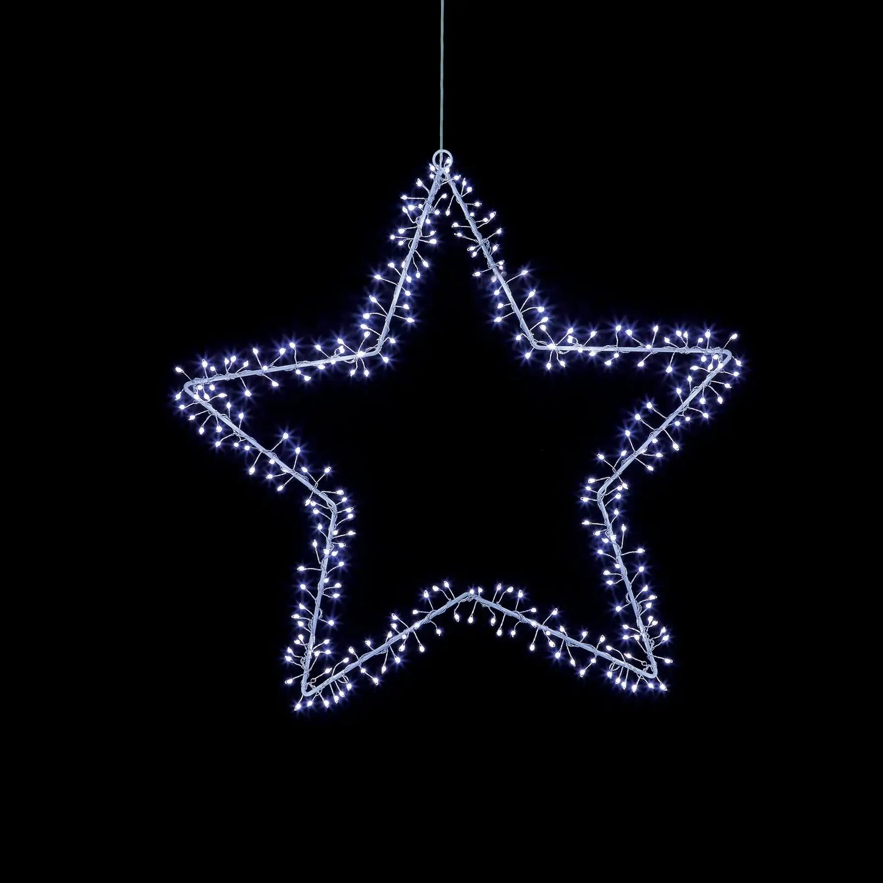 60cm Ultrabrights LED Hanging Christmas Star with Timer - White