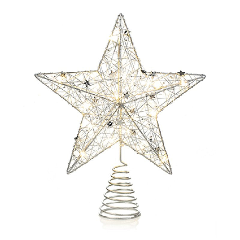 Christmas Tree Topper Star Design With LED Lights - 1 of 2 Assorted