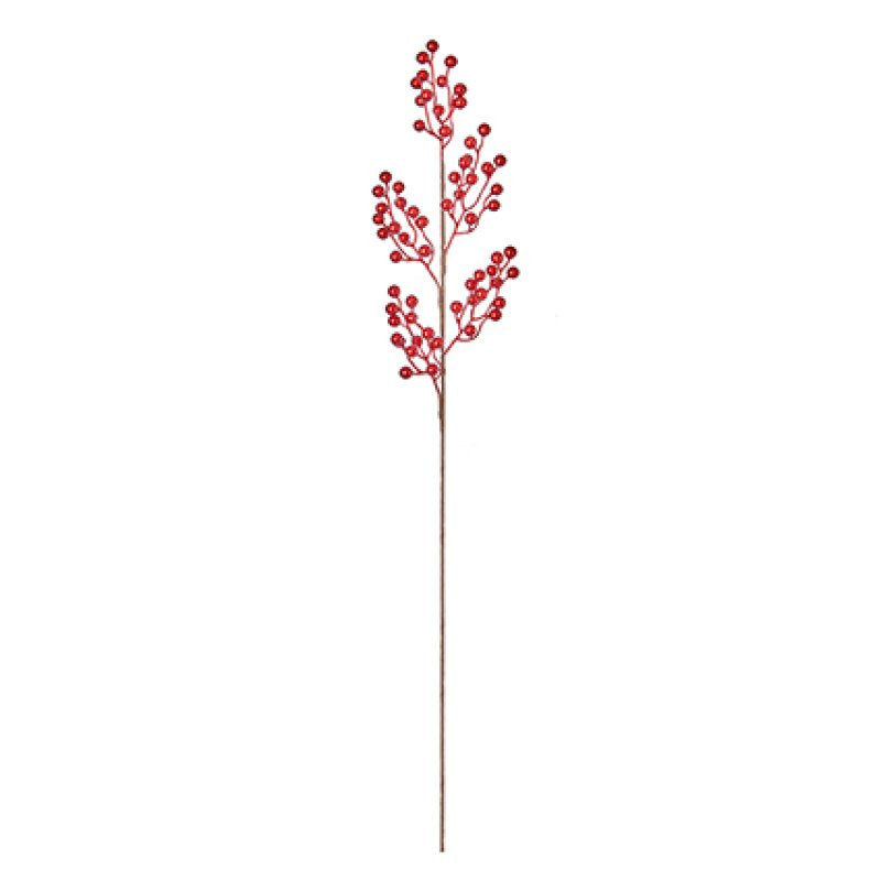 Christmas Red Metallic Berries Stem -  67cm