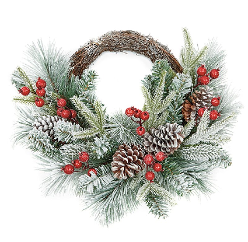 Premier Rattan Wreath With Berries & Cones - 45cm