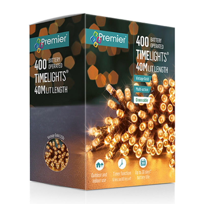 Premier 400 Vintage Gold LED Lights - Battery Operated