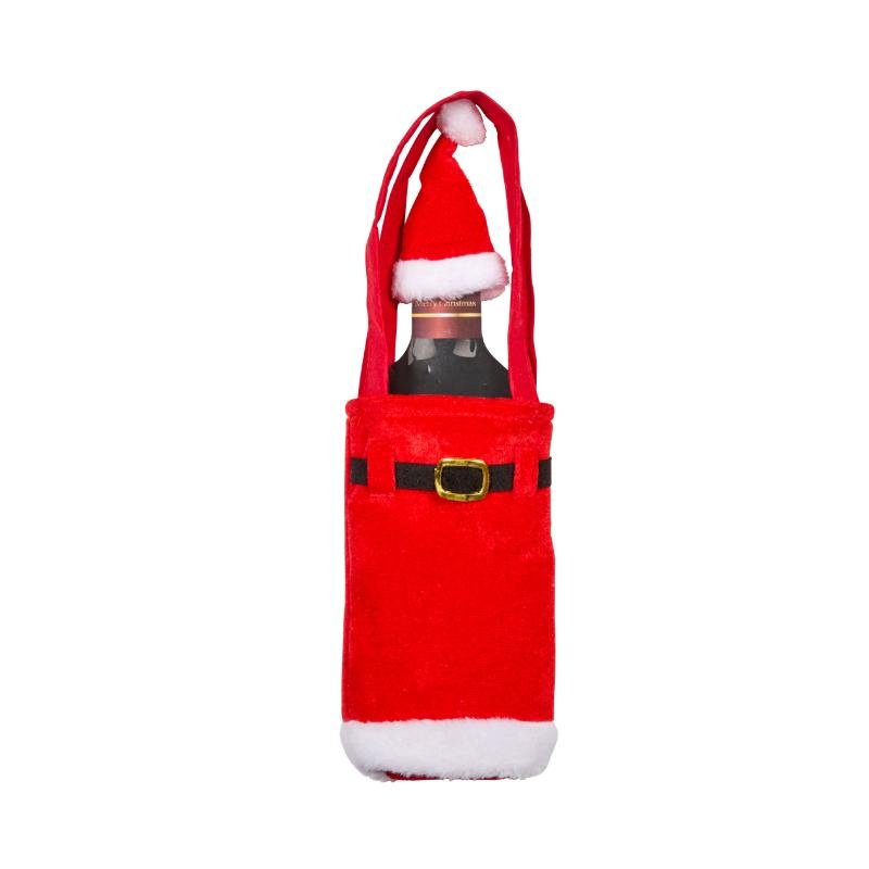 Santa Christmas Wine Bottle Cover with Hat