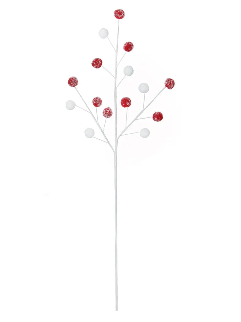 Christmas Red & White Branch - 53cm