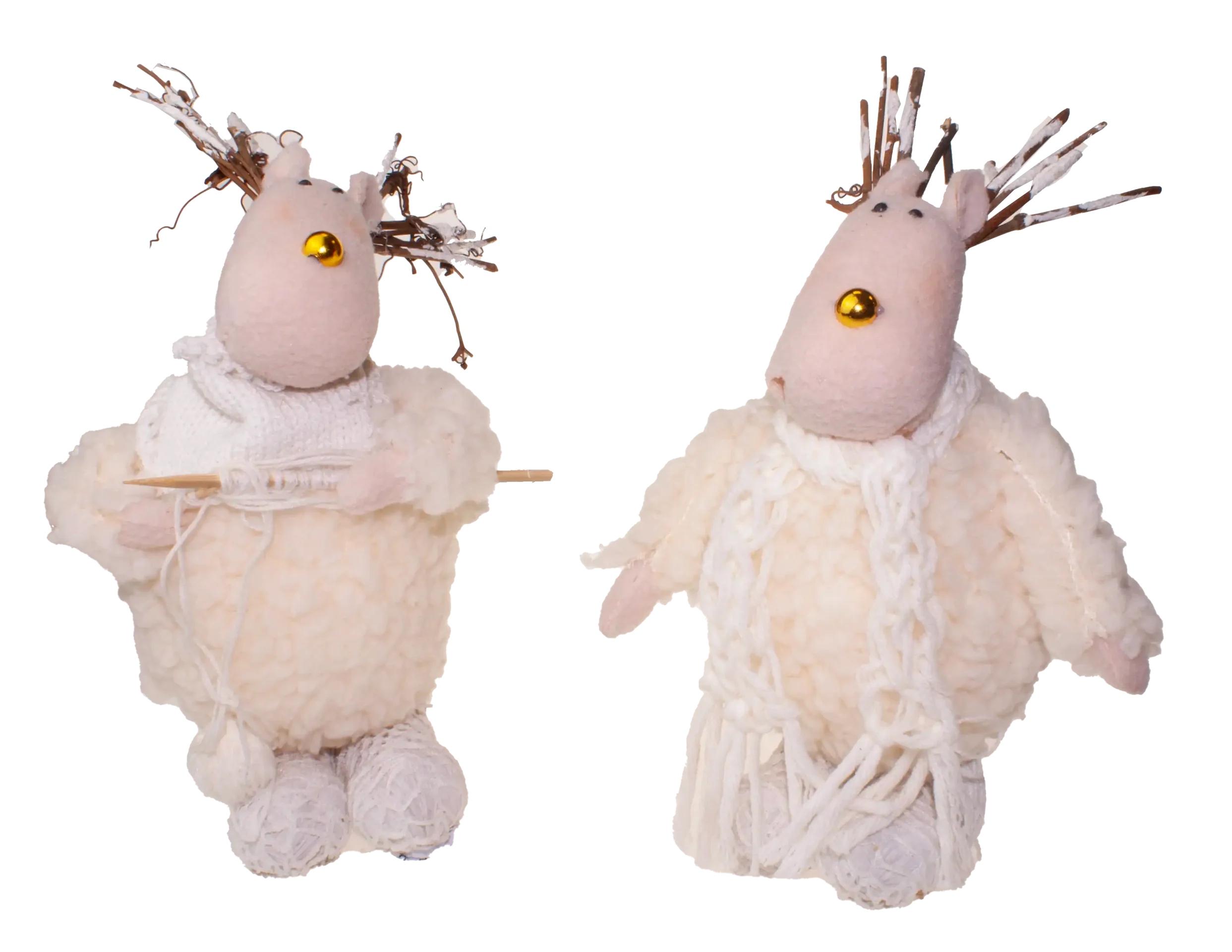 17cm Standing Dumpy Woolly Christmas Deer