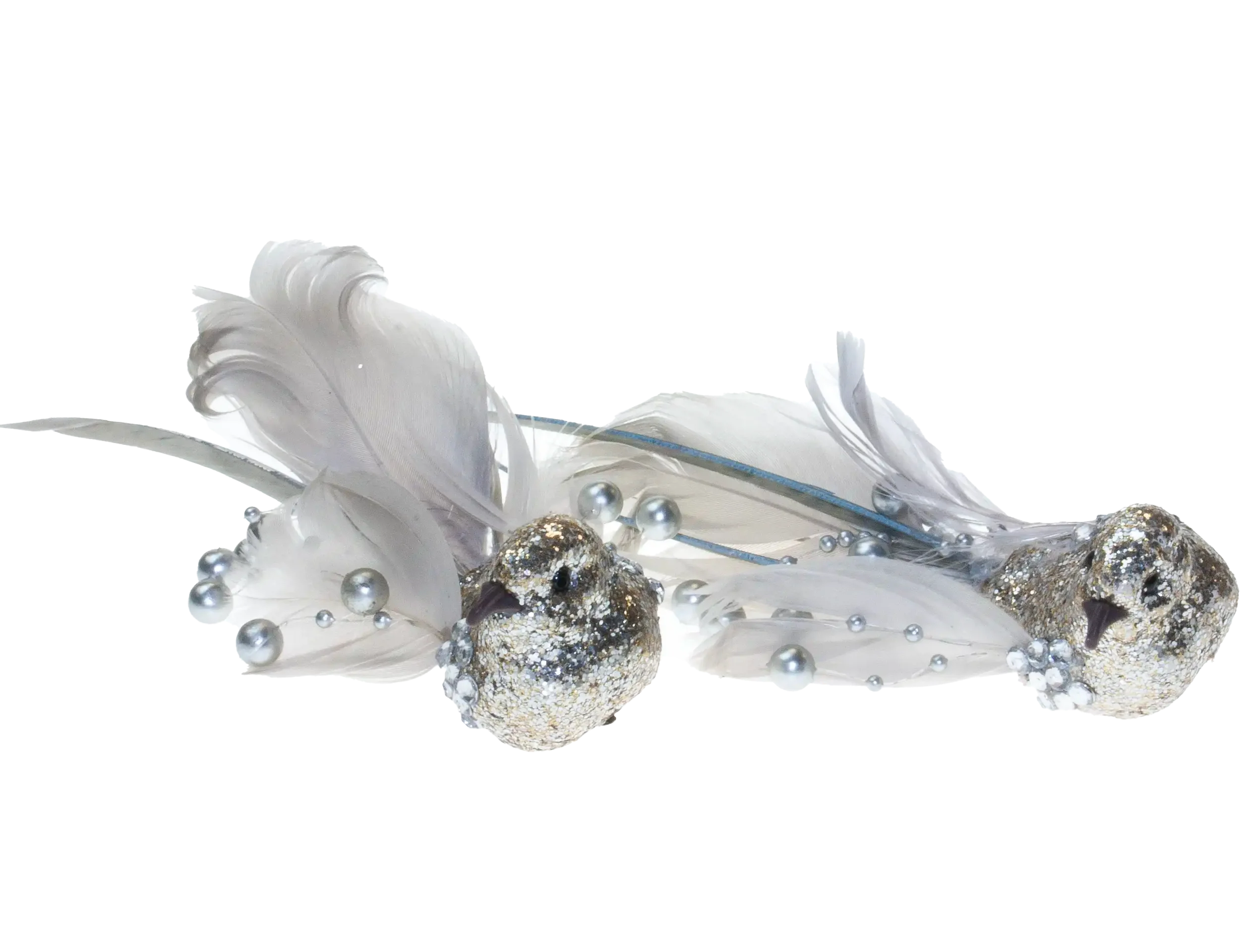 Premier Decorations 2pcs Feather Birds - Silver