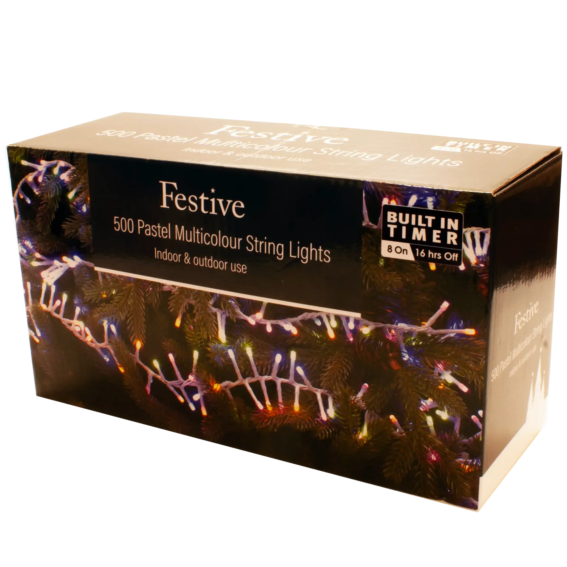 Festive 500 Pastel Multicolour Indoor/Outdoor Christmas Lights