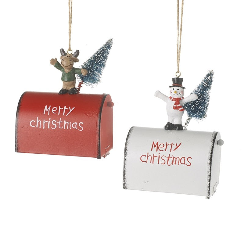 Metal Hanging Merry Christmas Postbox Decoration