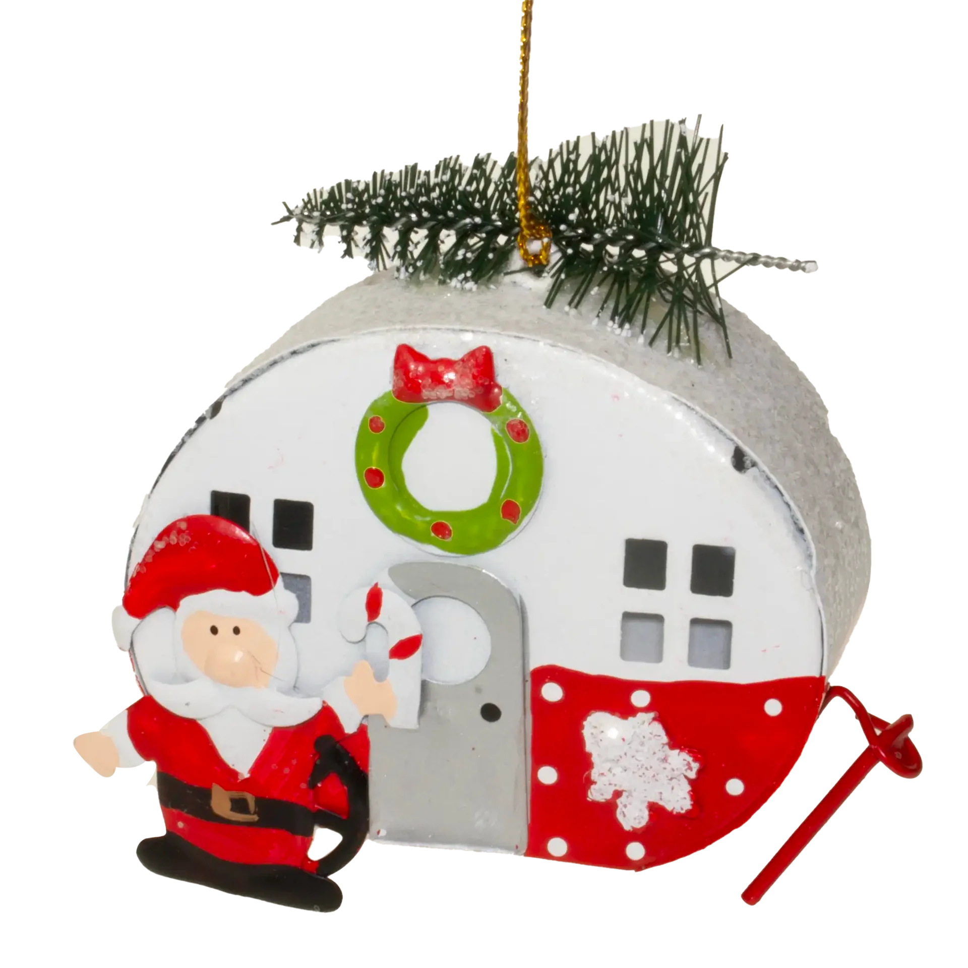 Metal Caravan Hanging Christmas Decoration
