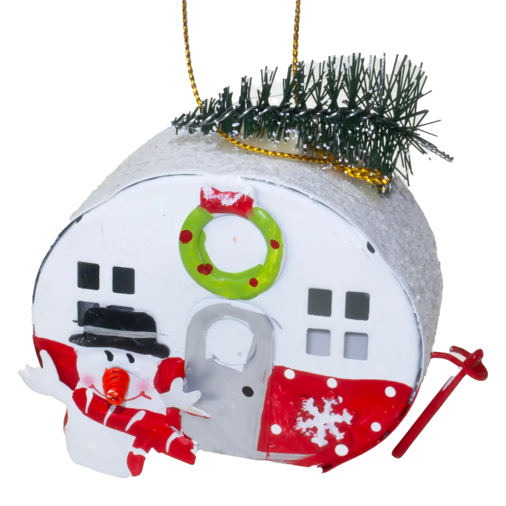 Metal Caravan Hanging Christmas Decoration