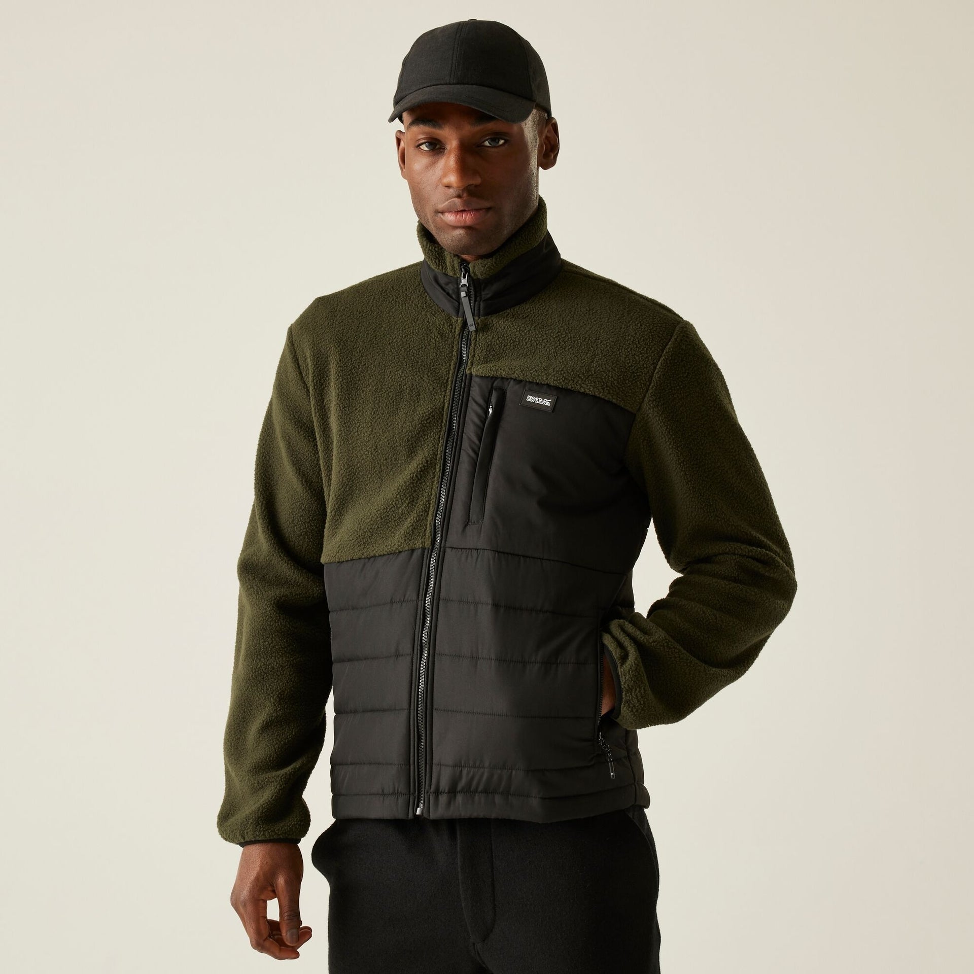 Regatta Frankie Men's Borg Hybrid Fleece Jacket - Dark Khaki