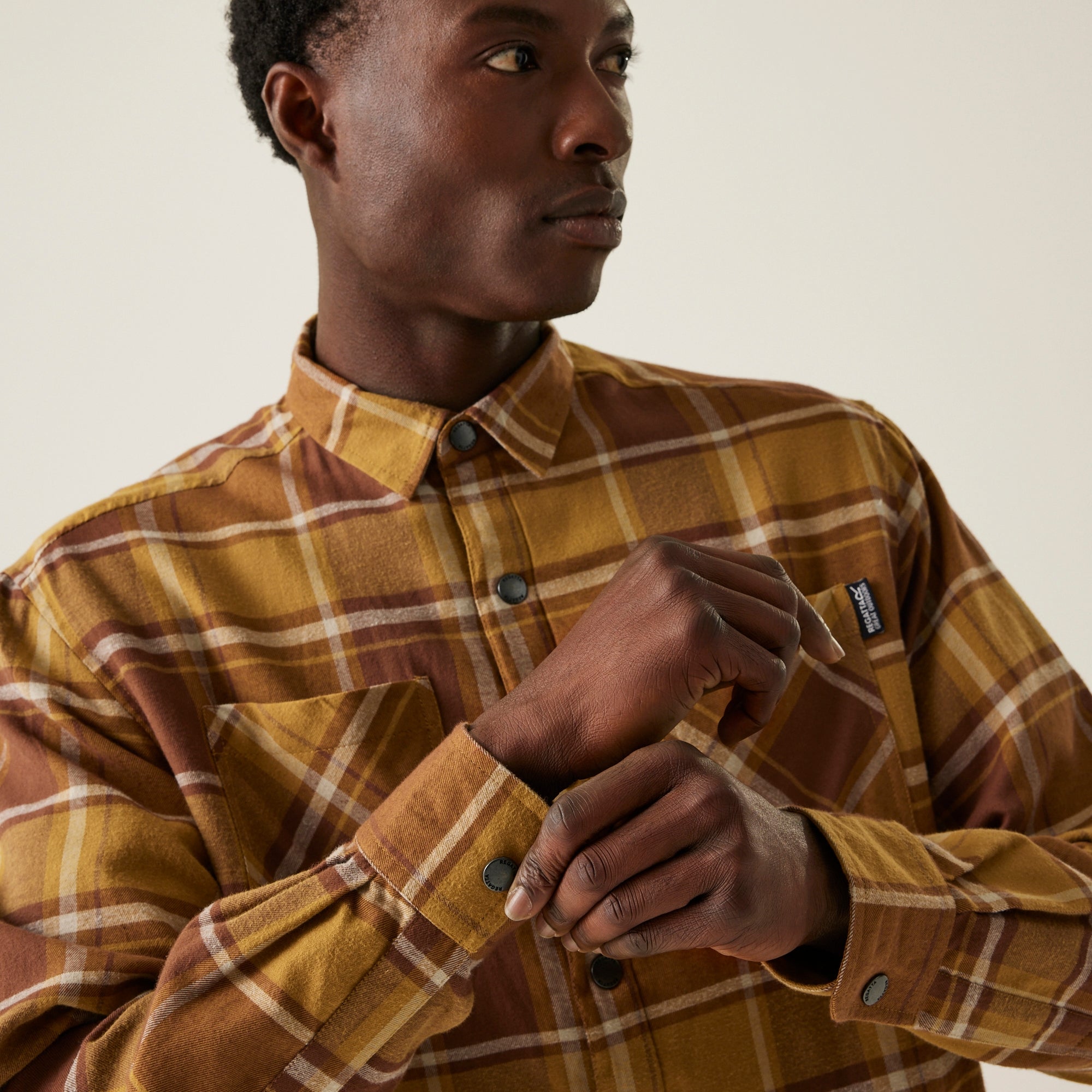 Regatta Men's Thamos Long Sleeved Checked Shirt - Cumin Bourbon Check