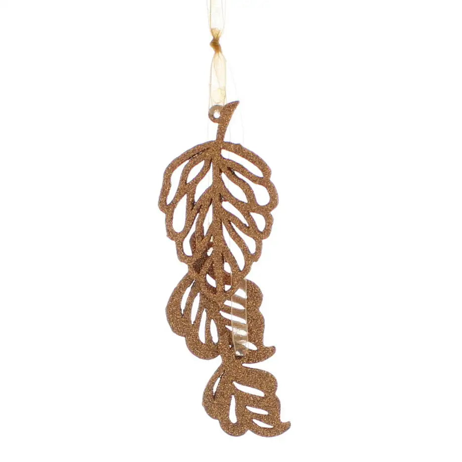 Festive 17cm Hanging Wooden Cascading Leaves Tree Decoration