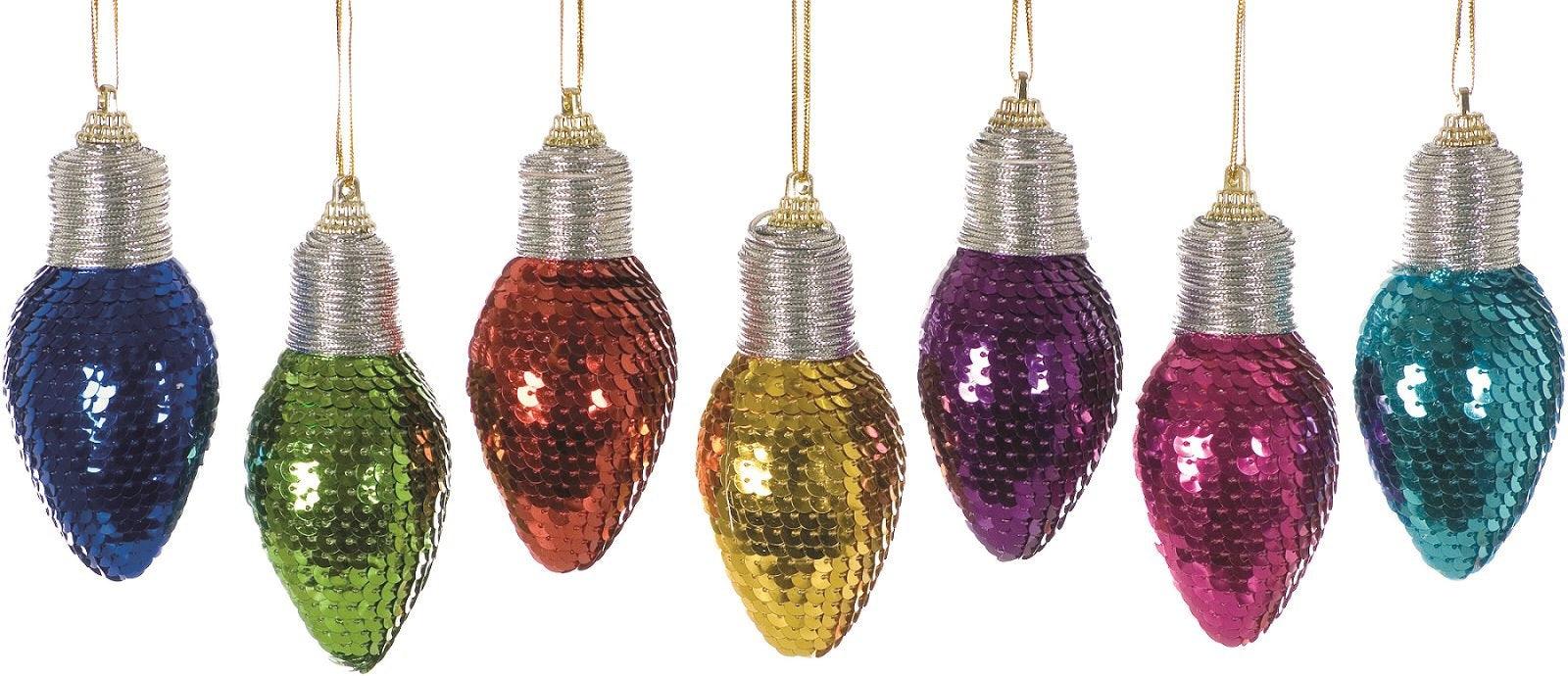 Festive Sequin Light Bulb Tree Decoration - 11cm