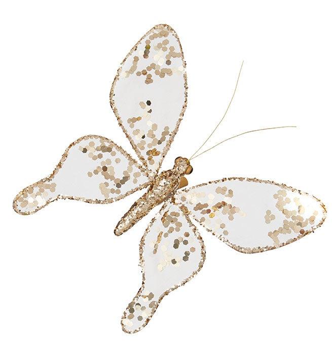 Premier Decorations 12cm Sequin Clip On Butterfly - Pink