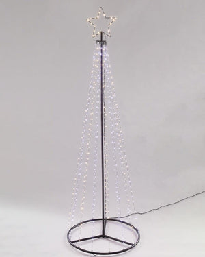 Premier Decorations 2.1m Pin Wire Pyramid Tree with Top Star - Warm White - Towsure