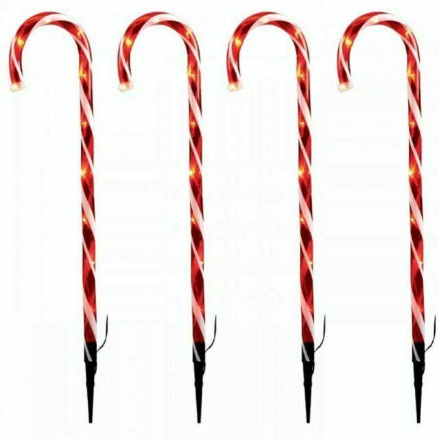 Premier Decorations 4pc Candy Cane Path Light - Red