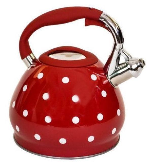 Prima Large 3.5 Litre Red Polka-Dot Whistling Kettle