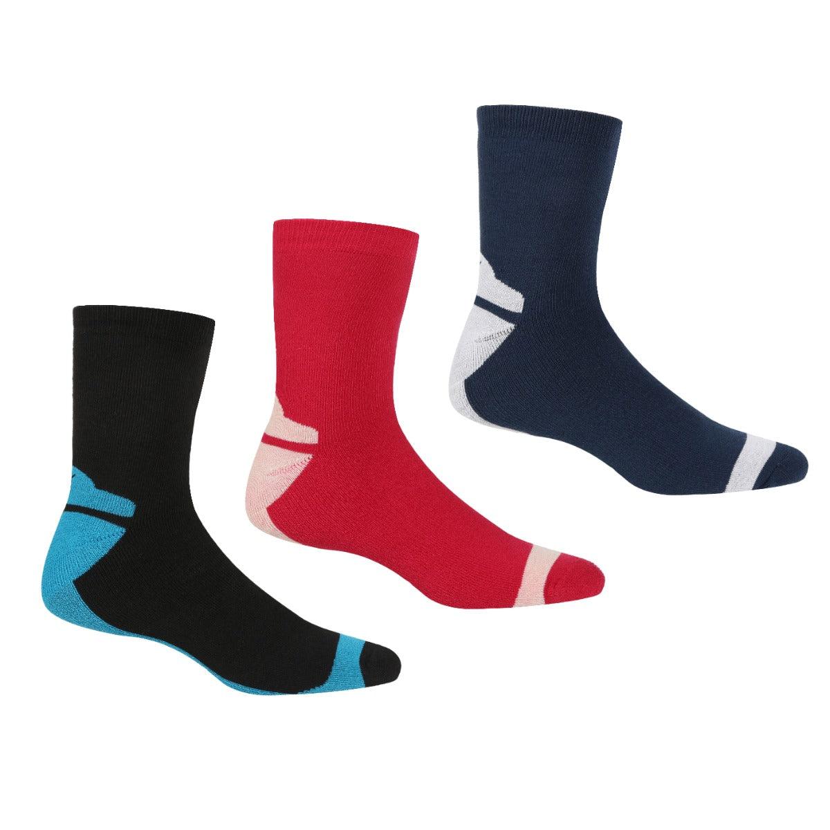 Regatta Women's 3 Pair Outdoor Lifestyle Socks - Assorted - Towsure