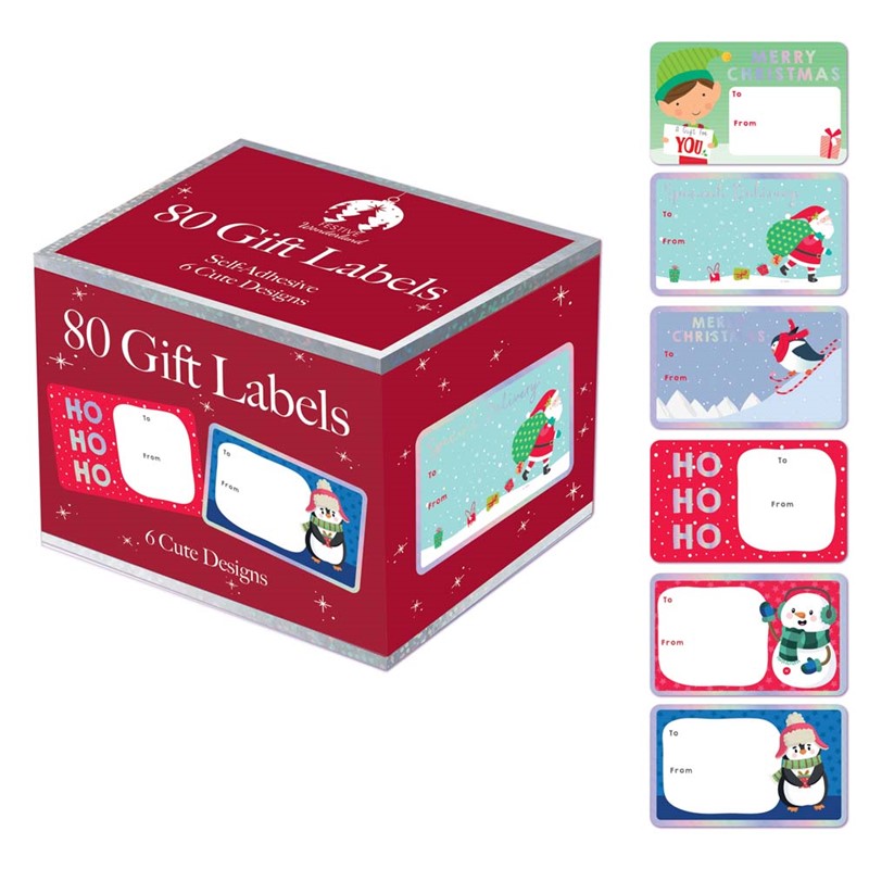 80 Gift Labels with 6 Cute Designs