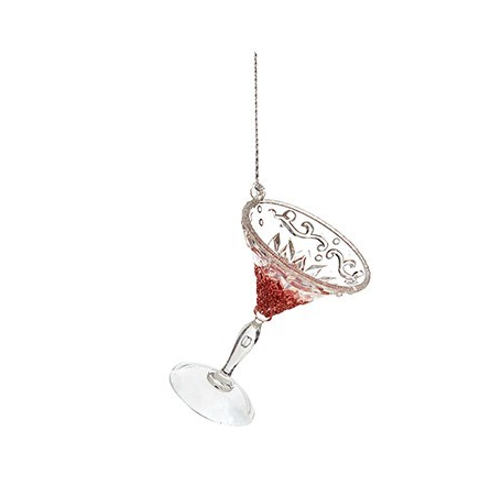 Premier 10cm Rose Gold Wine Glass Christmas Tree Decoration