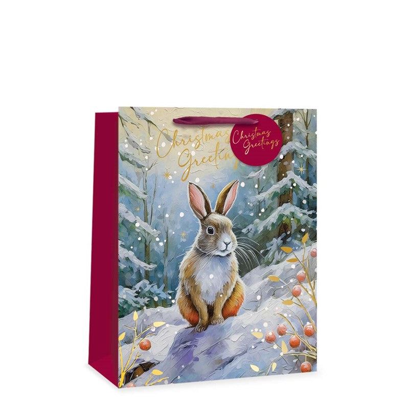 Christmas Rabbit Pattern Gift Bag - Large