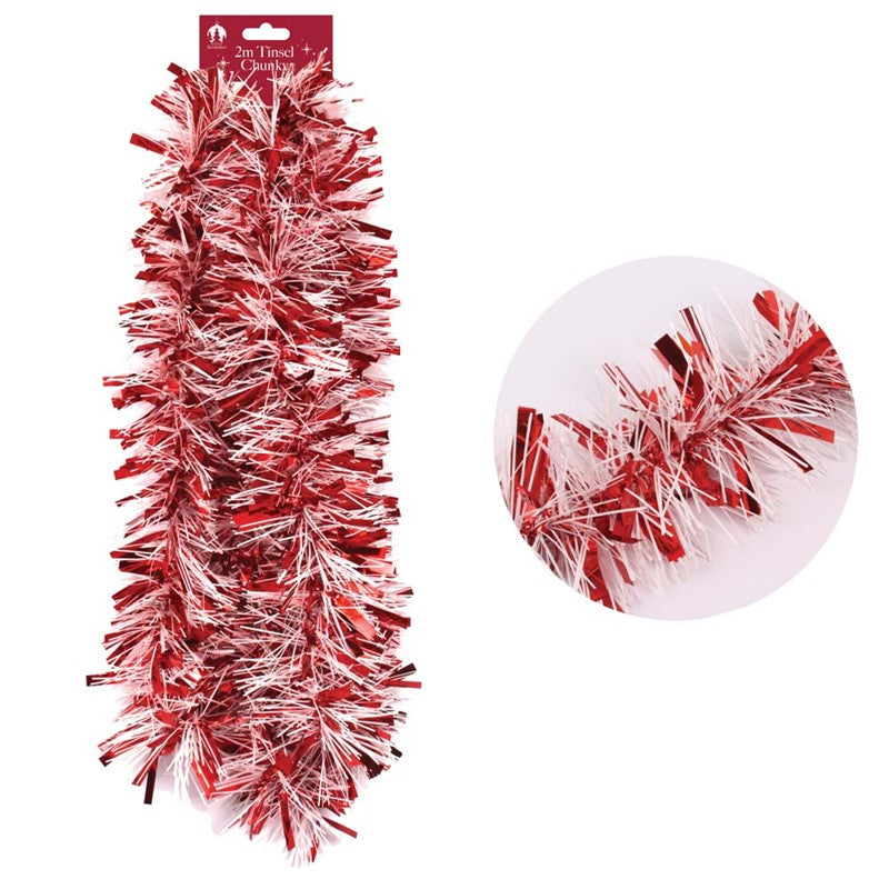 Tinsel 2 Metre Chunky - Red & White