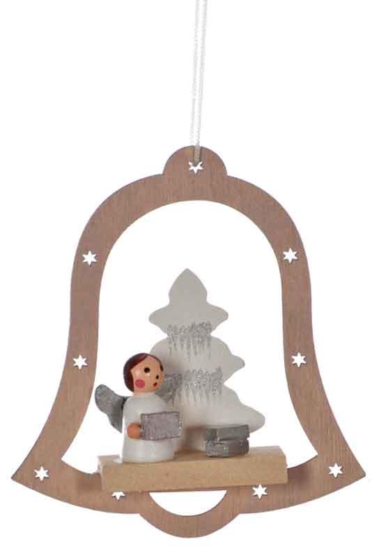 Wooden Christmas Bell Hanging Tree Decoration - 85mm